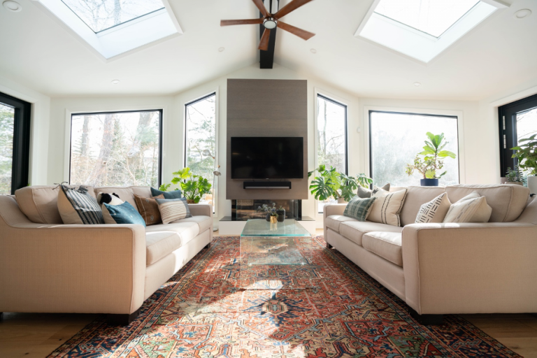 Natural light flooding through modern living room